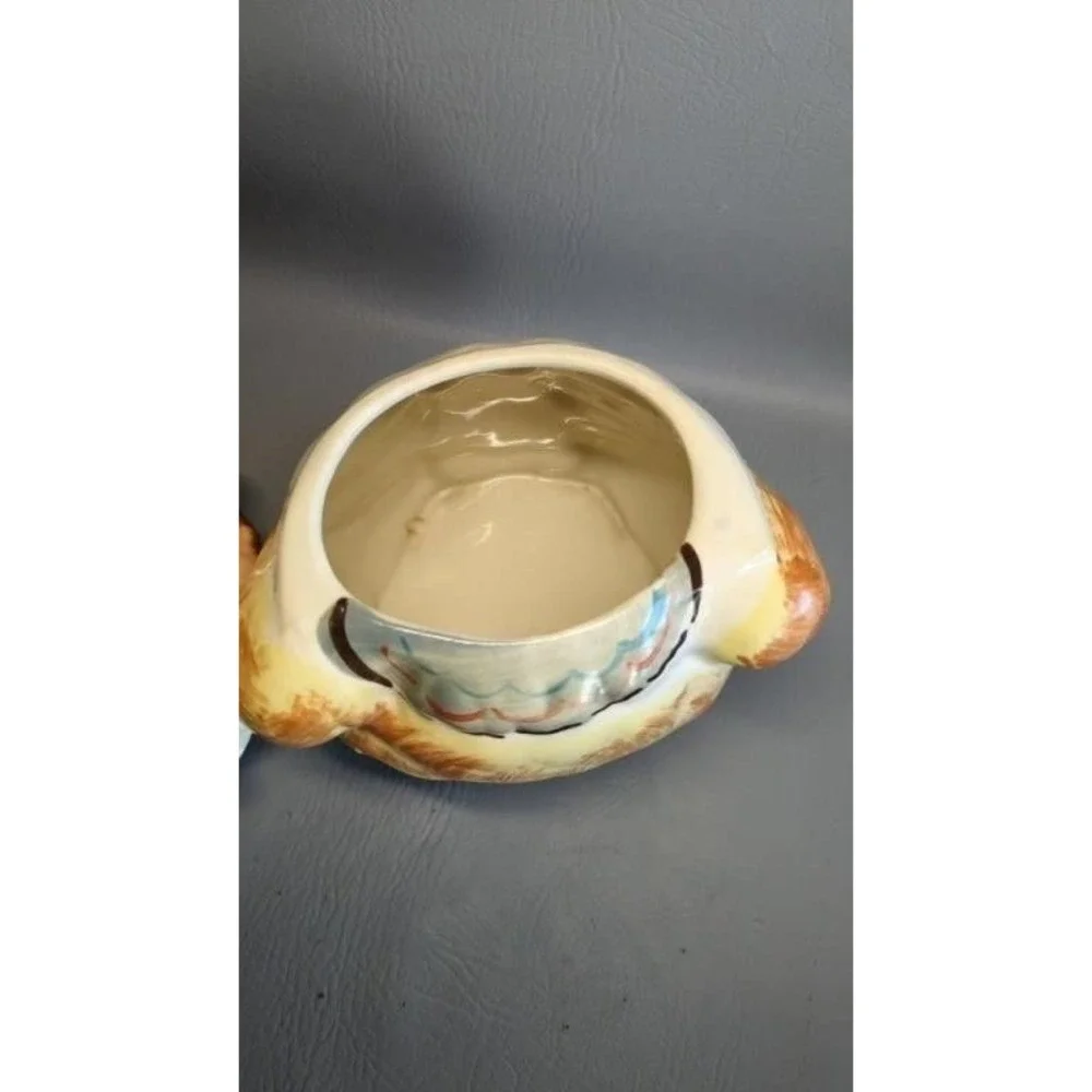Vintage Shawnee Pottery Winking Owl Cookie Jar with Gold Trim Marked USA